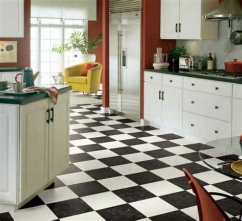 2 places to buy black and white checkerboard floor tile - in resilient vinyl sheet - Retro ...