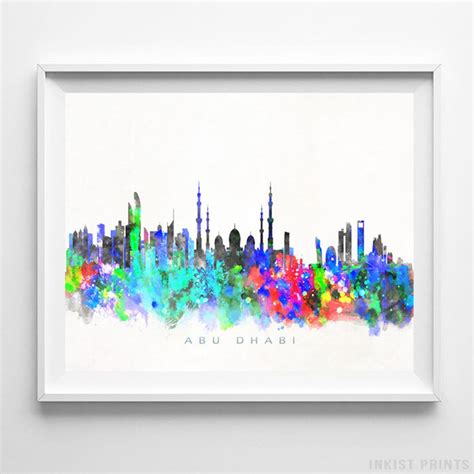 Abu Dhabi Skyline Print UAE Abu Dhabi Poster Cityscape | Etsy