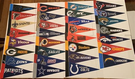 NEW NFL Football Teams Mini Pennants Pick Your Team 4″x9″ 32 Teams Flag Banner ...