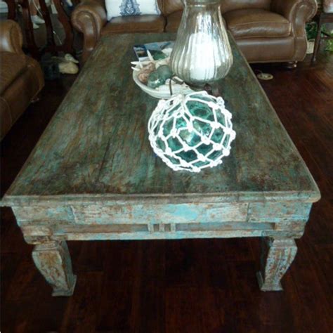 Sweetest coffee table ever! Love the antique look! | Coffee table, Teal ...