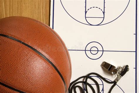 Basketball, Whistle and Blank Clipboard Stock Image - Image of floor ...