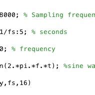 MATLAB code that produces a sine wave and the resultant graph. | Download Scientific Diagram