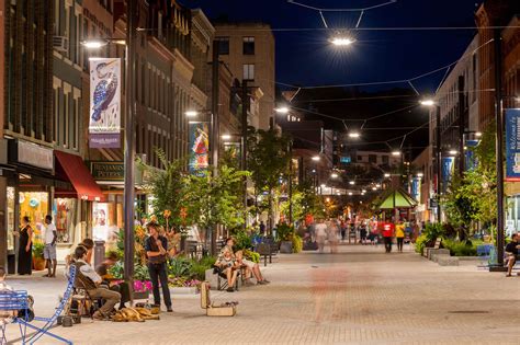 Ithaca commons catenary lighting system as part of a massive redesign of downtown ithaca ...