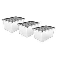 27L Grey Plastic Storage Boxes 27L - Set of 3 | Home | George at ASDA