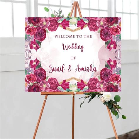 Elegant Floral Theme Wedding Welcome Board by CardFusion