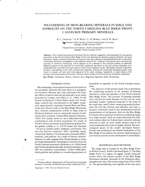 (PDF) Weathering of IronBearing Minerals in Soils and Saprolite on the ...