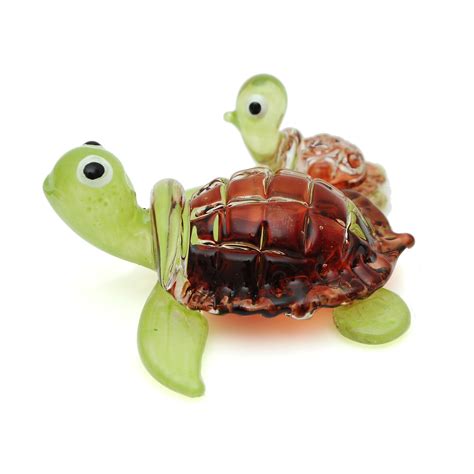 Brown Amphibian Turtle Blown Glass Animal Figurines Clear Art Glass Collectible Gift - Walmart.com