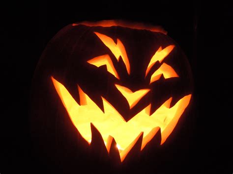 Scary Halloween carved pumpkin