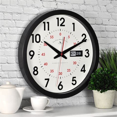 FirsTime & Co.® Day Date Wall Clock, American Crafted, Black, 14 x 2 x ...