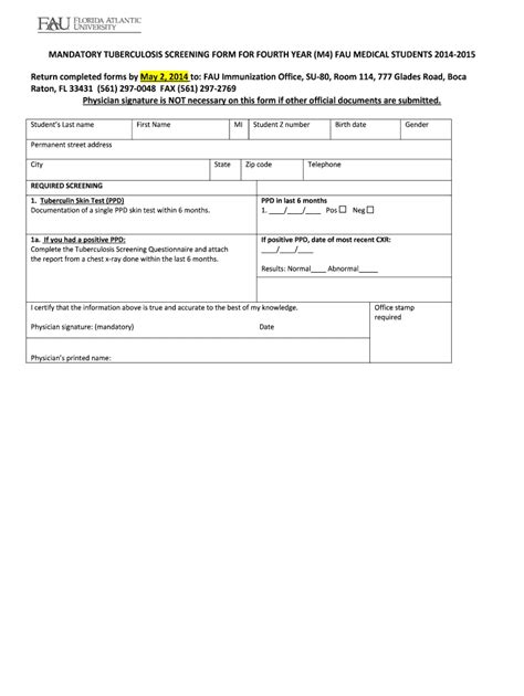 Printable Tb Test Form - Printable Word Searches