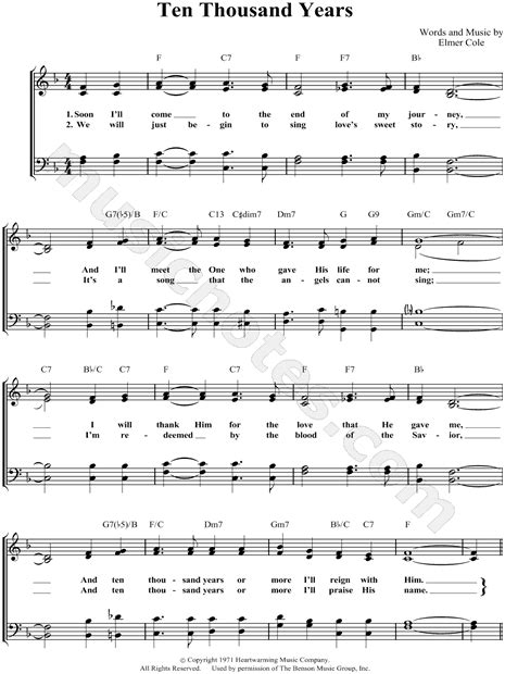 Bill & Gloria Gaither "Ten Thousand Years" Sheet Music in F Major - Download & Print - SKU ...