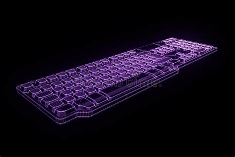 PC Keyboard in Hologram Wireframe Style. Nice 3D Rendering Stock Illustration - Illustration of ...