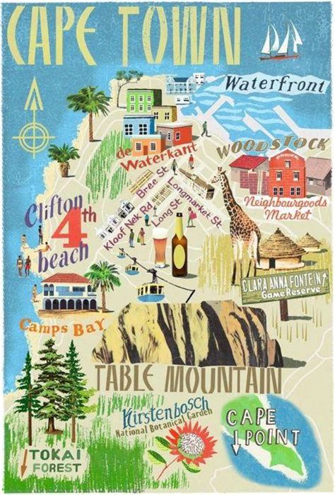 Four attractions on a map of Cape Town - Map of four attractions on a map of Cape Town (Western ...