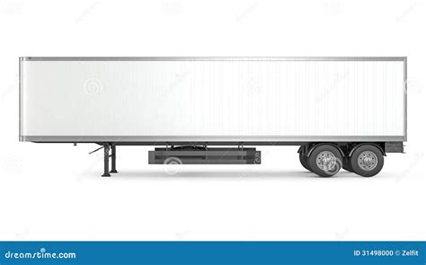 Blank White Parked Semi Trailer, Side View Stock Photo - Image: 31498000