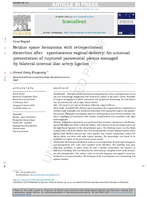 (PDF) Retzius space hematoma with retroperitoneal dissction after ...