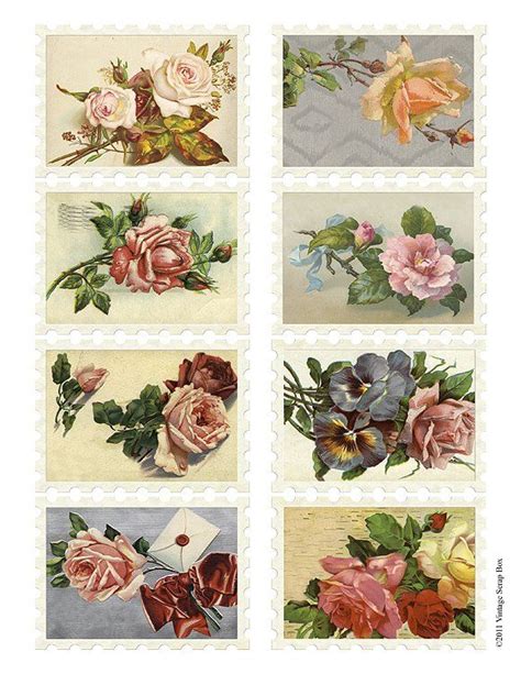 Vintage Flower Stamps Collage Sheet | Flower stamp, Collage sheet ...