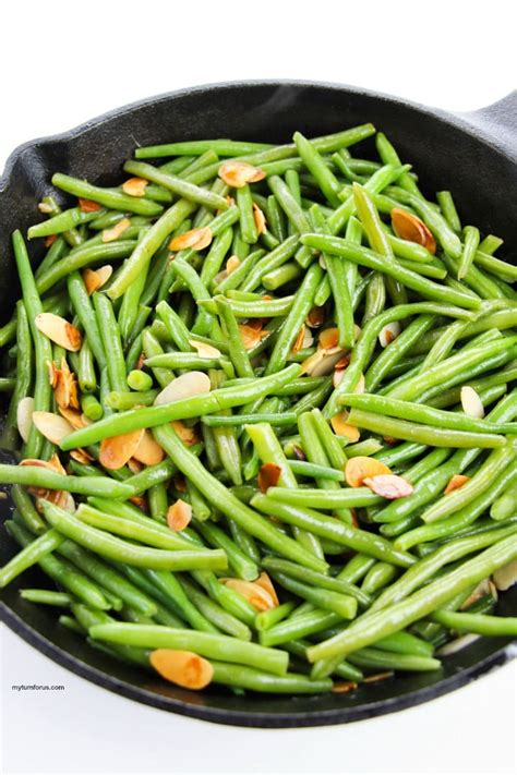 Pan Fried Green Beans with Toasted Slivered Almonds - My Turn for Us