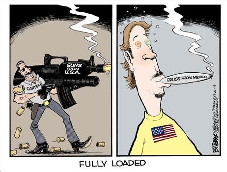 "Fully Loaded" - 2009 cartoon commenting on Mexican drug cartels in the ...