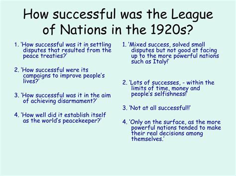 Successes Of The League Of Nations | Progressive Smart Quiz