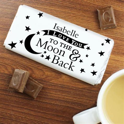 Personalise this delicious To the moon and back chocolate bar with a name up to 12 characters ...