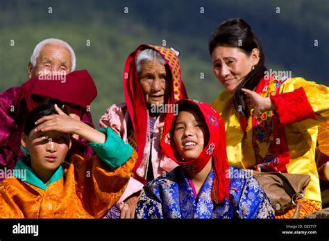 Colorful people of Bhutan in colorful tradition clothes during Thimphu festival Stock Photo - Alamy