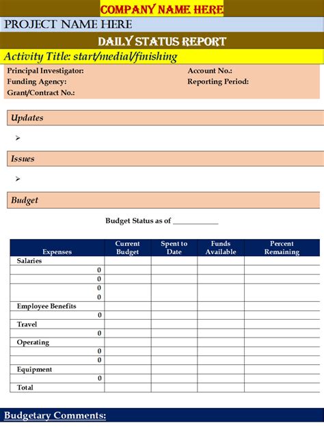 Daily Status Report Template - Free Report Templates Sales Report ...