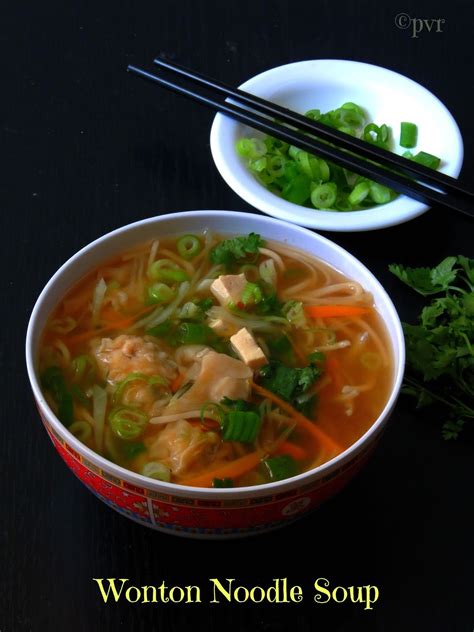 Priya's Versatile Recipes: Vegetarian Wonton Noodle Soup & Chinese Scallion Pancakes