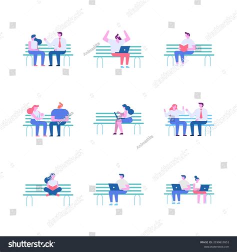 Tiny People Silhouette Sitting On Bench Stock Vector (Royalty Free ...