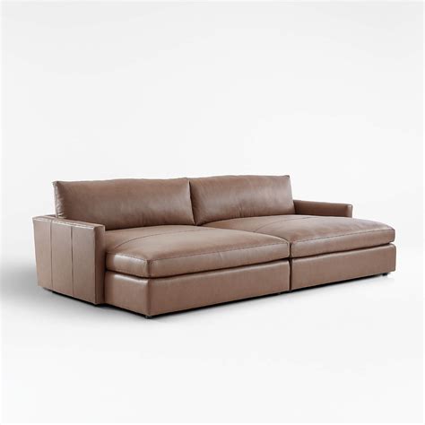 Lounge Deep Leather 2-Piece Double Chaise Sectional Sofa | Crate & Barrel