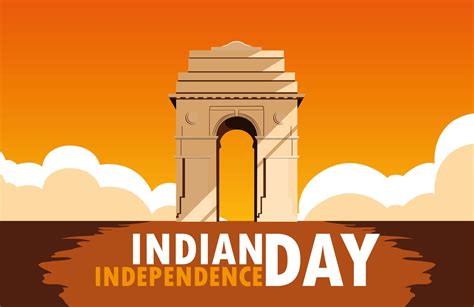 indian independence day poster with india gate 668058 Vector Art at ...