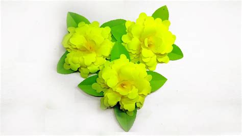 How to Make Yellow Paper Flower | Make Paper Flower Easy | Linas Craft ...