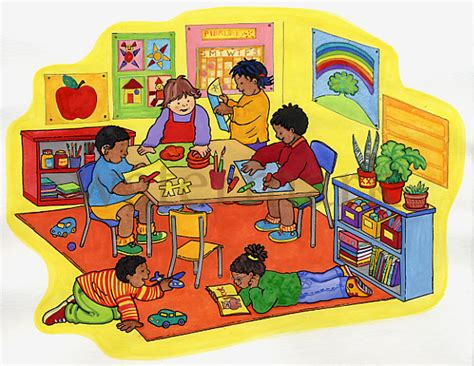 Pre-school classroom scene | Marietjie Steyn Illustration