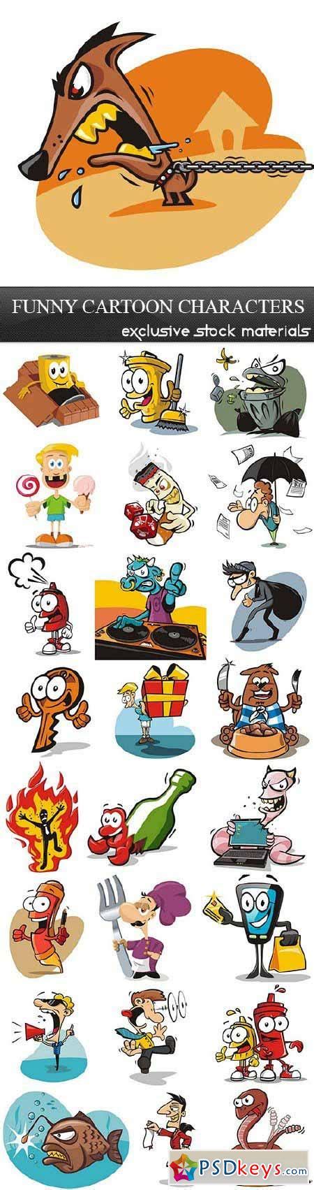 Funny Cartoon Characters, 25xEPS » Free Download Photoshop Vector Stock image Via Torrent ...