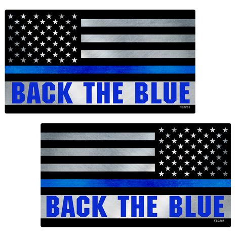 Thin Blue Line BACK THE BLUE Flag Stickers MIRRORED 2 Pack – AZ House ...