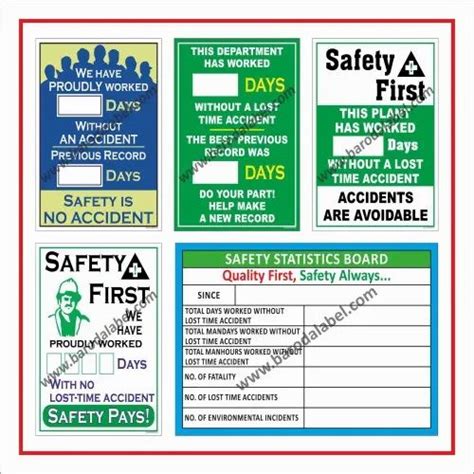 Vinyl PVC Safety Statistics Board Printing Service, For Industrial at Rs 185/piece in Vadodara