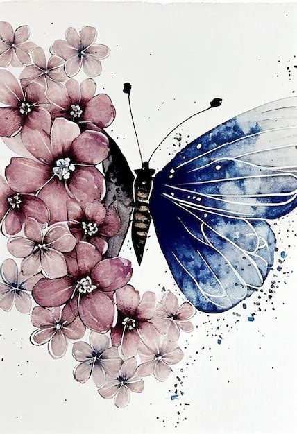 Premium Photo | Butterfly on a flower painting by person