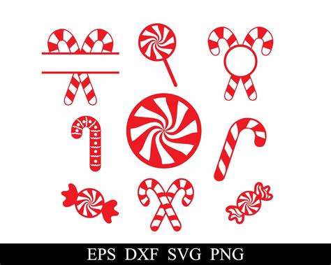 Holiday Candy Cane Svg Bundle Candy Svg Eps Png Peppermint Candy Cane ...