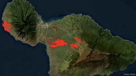 Map of Hawaii's fires via NASA - Pacific Business News