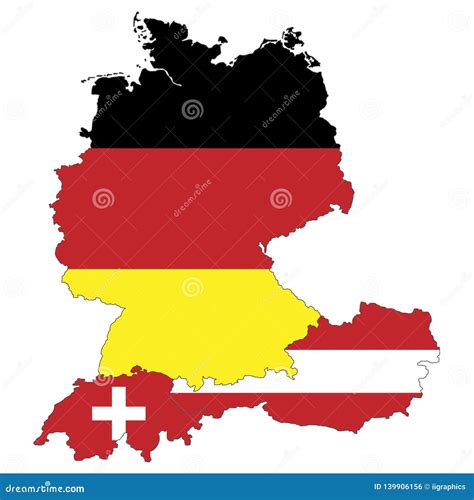 Map of Germany, Austria and Switzerland Stock Illustration - Illustration of logo, national ...