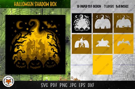 3D Halloween Shadow Box SVG | Halloween Light Box SVG By Digital ...