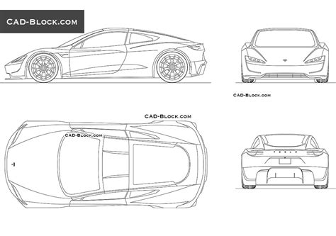 Tesla Roadster (2020) AutoCAD, CAD Blocks