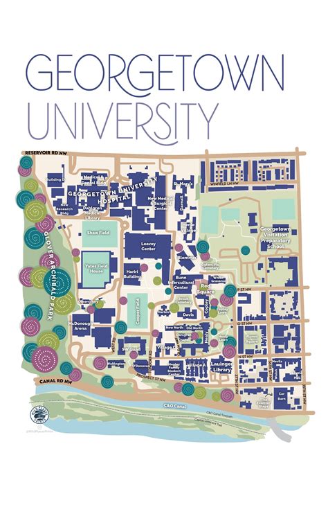 Georgetown University Campus map 11x17 Washington DC neighborhood map ...