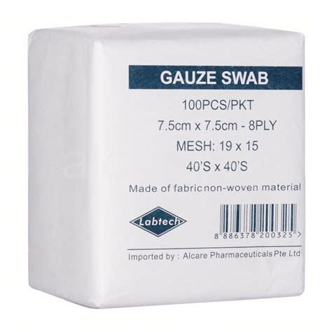 Labtech Gauze Swab 8ply 7.5cm x 7.5cm, 100pcs - Alcare Pharmaceuticals ...