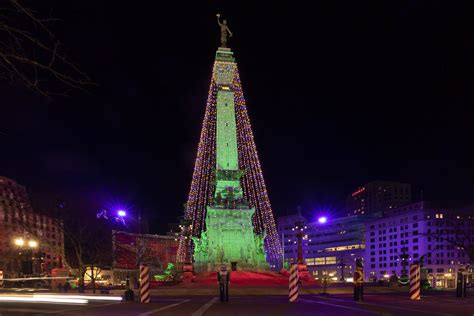 The "World's Largest Christmas Tree" In Indianapolis At Night