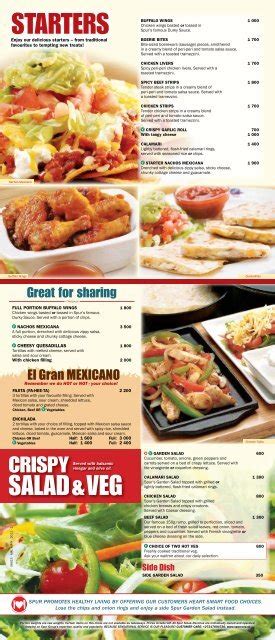 Menu - Spur Steak Ranches International