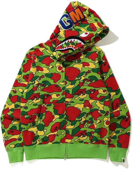 BAPE Sta Camo Shark Full Zip Hoodie Green - SS21