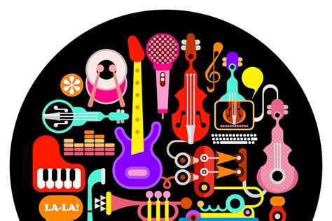 Musical Instruments Round Illustration - Design Template Place