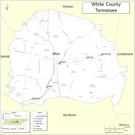 Map of White County, Tennessee - Thong Thai Real