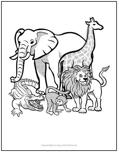 African Animals Kids Coloring Page | Print it Free