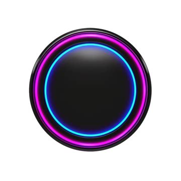 Black Round Button With Neon Light Border, Sparkling, Shine, Romance ...